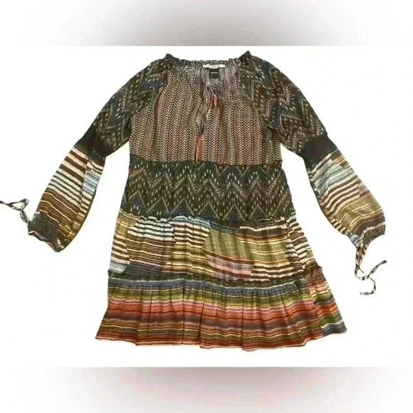 Desigual Lena Tiered Dress Womens Size 44 US Large Multicolor Lined Sheer Ruffle - Picture 3 of 11